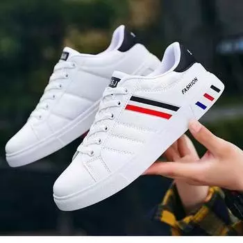 Новая повседневная обувь, мужские кроссовки, трендовые дышащие белые туфли, летняя мужская спортивная обувь, кожаные туфли с низким берцем 39 чёрный