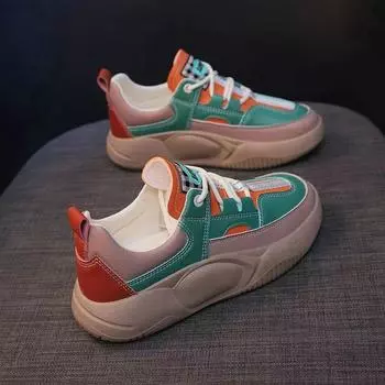 Новая повседневная обувь с цветовыми блоками, модная универсальная обувь, дышащие кроссовки с низким верхом на шнуровке 36