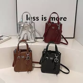 Новая повседневная ручная сумка-ведро для женщин из искусственной кожи красного цвета, мини-сумки на одно плечо, женская сумка через плечо для поездок на работу Mini(Max Length<20cm)