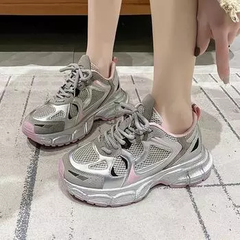 Новая повседневная сетчатая женская обувь с круглым носком и перекрестным ремешком, летняя модная дышащая удобная спортивная обувь с увеличенным диаметром, НЕТ:WD713 35