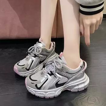 Новая повседневная сетчатая женская обувь с круглым носком и перекрестным ремешком, летняя модная дышащая удобная спортивная обувь с увеличенным диаметром, НЕТ:WD711 35