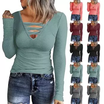 Новая повседневная сексуальная облегающая рубашка Y2k Base Shirt женская повседневная свободная футболка с длинными рукавами S темно-серого