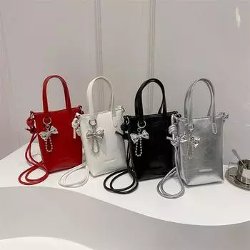 Новая повседневная сумка через плечо для мобильного телефона, простая и модная корейская сумка через плечо, женская красивая сумка-ведро Without pendant