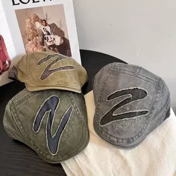 Новая повседневная универсальная детская шапка с небольшой окружностью головы, берет премиум-класса с вышитыми буквами, кепка tide M56-58cm серый