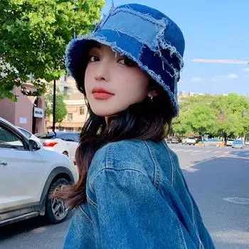 Новая повседневная универсальная шляпа с грубым краем, показывающая маленькое модное лицо, ковбойская шляпа, шляпа рыбака, детская шляпа M56-58cm синий