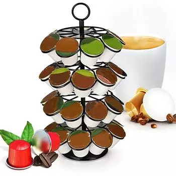 Новая практичная металлическая стойка для дозирования кофейных капсул, подходит для 36 чашек, держатель для хранения капсул, тампер для кофейных капсул чёрный