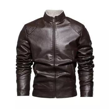 Новая приталенная мужская модная кожаная куртка мотоциклетная мужская куртка L