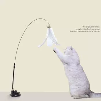 Новая прочная присоска для кошек с колокольчиком, съемная длинная палка, игрушка для развлечения кошек