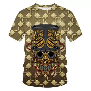 Новая промышленная футболка серии Metal Wind, брендовая мужская одежда с черепом и скрещенными костями, уличная одежда с 3D принтом, модные футболки большого размера 6XL