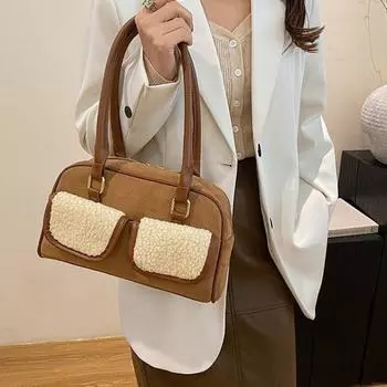 Новая простая, элегантная, милая и универсальная осенняя маленькая сумка через плечо с контрастным цветом наплечная маленькая квадратная сумка