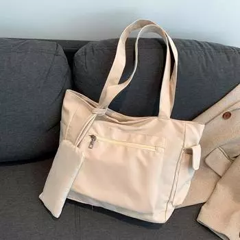 Новая простая и модная студенческая сумка для компьютера, сумка через плечо, ручная сумка, большая вместительная сумка из композитной ткани для женщин чёрный