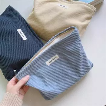 Новая простая однотонная вельветовая косметичка-клатч, дорожная косметичка-органайзер, сумка для хранения туалетных принадлежностей, сумка на молнии розовый