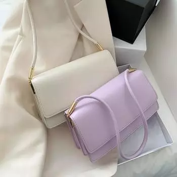 Новая простая сумка через плечо для женщин из искусственной кожи, однотонная женская сумка через подмышку, повседневная женская сумка для девочек фиолетовый