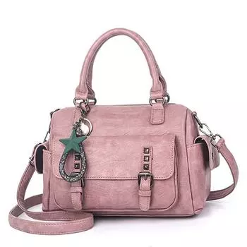 Новая простая сумка через плечо из мягкой кожи большой вместимости Boston Bag красный