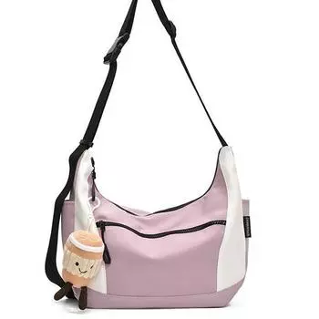 Новая простая сумка через плечо, мужская сумка из нейлоновой ткани, женская сумка большой вместимости, студенческая сумка для книг, повседневная универсальная сумка-мессенджер розовый