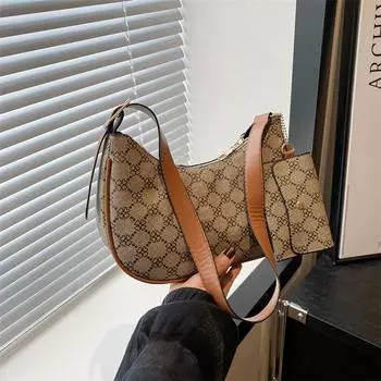 Новая простая сумка через плечо в иностранном стиле, повседневная модная сумка через плечо для женщин 2024 года, европейская и американская сумка-мессенджер в стиле полумесяца хаки