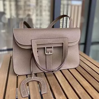 Новая простая сумка-подкова из воловьей кожи, пригородный портфель большой вместимости, кожаная женская сумка на плечо с узором личи