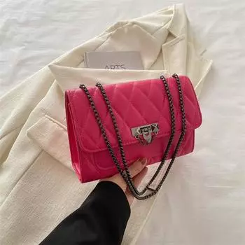 Новая простая текстура 2024 года, весенняя однотонная вышитая нить с ромбовидной цепочкой, модная сумка через плечо, маленькая квадратная женская сумка белый