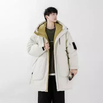 Новая простая универсальная куртка с капюшоном в стиле Гонконга, модная универсальная утолщенная куртка M