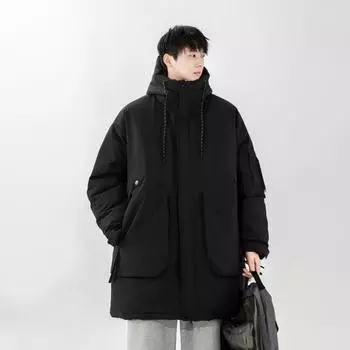 Новая простая универсальная куртка с капюшоном в стиле Гонконга, модная универсальная утолщенная куртка M