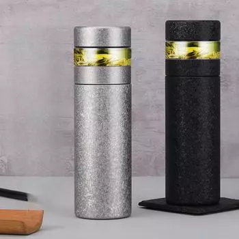 Новая простая внутренняя титановая внешняя стальная чашка-термос для чая с разделителем, ледяной цветок, двухслойная титановая чашка, подарочная коробка для бизнеса, чашка для чая 500ml