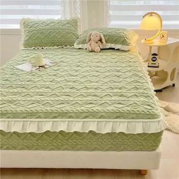 Новая простыня из тафты с кружевом, трехмерное резное нескользящее сплошное теплое покрывало на кровать, защитный чехол для матраса Simmons 150x200cm