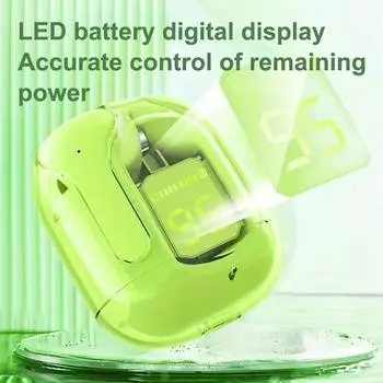 Новая прозрачная капсула Macaron TWS, беспроводная Bluetooth 5,3 гарнитура, Hi-Fi звуковые наушники, наушники со светодиодным цифровым дисплеем чёрный