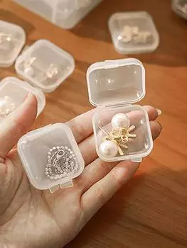 Новая прозрачная коробка для хранения ювелирных изделий, мини-пластиковая квадратная коробка с крышкой для организации хранения принадлежностей для дома