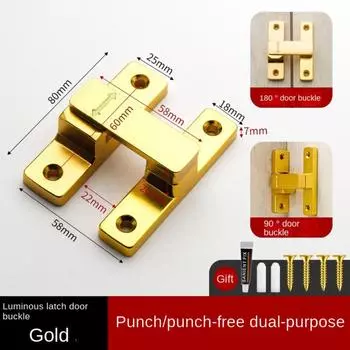 Новая пряжка из цинкового сплава с подсветкой, фурнитура для мебели, замок для раздвижной двери, без перфорации, дверная защелка 90°/180° чёрный