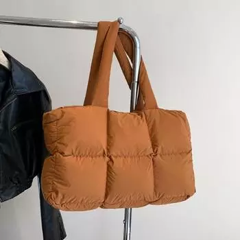 Новая пуховая сумка, хлопковая одежда, женская сумка, простая хлопковая сумка-тоут, мягкая квадратная сумка через плечо чёрный