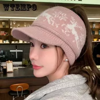 Новая пустая детская шерстяная шапка для осени и зимы, утолщенная защитная наушника, теплая вязаная шапка из искусственного меха кролика one size