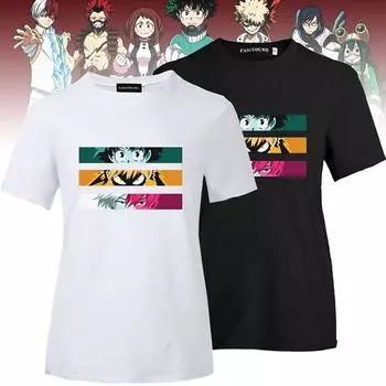 Новая японская аниме-футболка My Hero Academia, крутая футболка с коротким рукавом и мультяшным принтом S чёрный