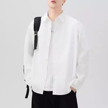 Новая японская ретро весенняя рубашка с длинным рукавом в стиле кэжуал, мужская рубашка из чистого хлопка в американском стиле M