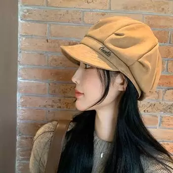 Новая японская шапка-берет Простая кепка с козырьком Осенняя уличная шапка Темпераментная восьмиугольная кепка Зимняя теплая модная дикая