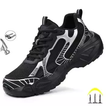 Новая рабочая обувь, европейский стандарт, обувь со стальным носком, защитная мужская спортивная обувь, защитная обувь с защитой от проколов 39 чёрный