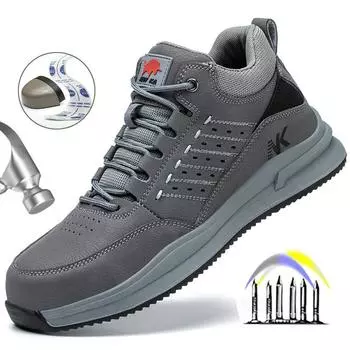 Новая рабочая защитная обувь, противоударная, противопрокольная, защитная обувь, легкая и износостойкая рабочая обувь 36 серый