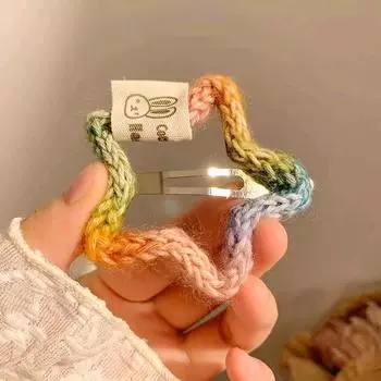 Новая радужная звезда сердце вязаная заколка для волос для женщин девушек милое украшение для волос боковая заколка заколки модные аксессуары для волос