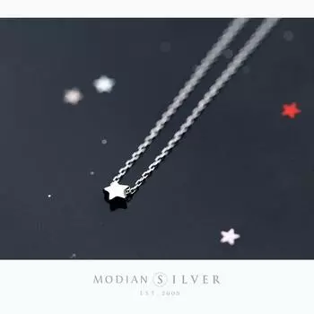 Новая распродажа, простое милое ожерелье с подвеской «Счастливая звезда» для женщин, стерлинговое серебро 925 пробы, маленькие звезды, корейский стиль, ювелирные украшения