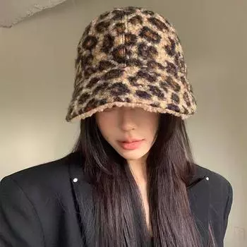 Новая расширенная и углубленная кепка для верховой езды с леопардовым принтом из овечьей шерсти, теплая и морозостойкая бейсболка с изображением лица, маленькая кепка хаки