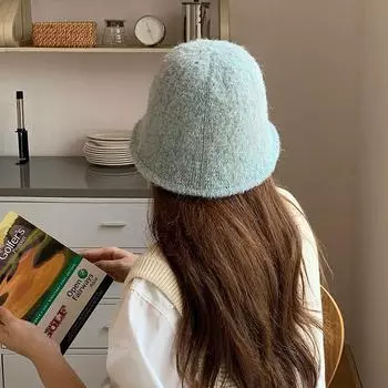 Новая разноцветная шерстяная шляпа-ведро для женщин на осень и зиму, универсальная, с маленьким куполом, плюшевая шляпа для рыбалки M56-58cm кремовый
