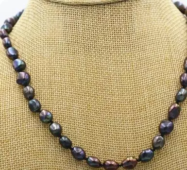 Новая редкая вещь! Ожерелье в стиле барокко из черного культивированного жемчуга диаметром 7-8 мм, 18 дюймов