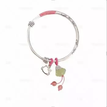 Новая рекомендация подарка: Zuyin 999 Кролик Античный матовый тканый рулонный хвост Серебряный браслет с порошковым кристаллом Регулируемый браслет Adjustable size