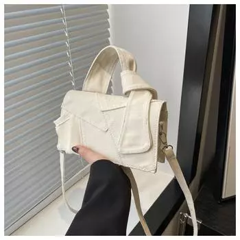 Новая ретро джинсовая лоскутная мини-сумка для женщин, выстиранная и с цветными блоками, ручной работы, прочная и вместительная, с нишевым чувством дизайна