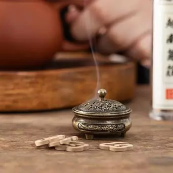 Новая ретро-курильница с изображением двенадцати знаков зодиака, латунный держатель для благовоний с крышкой, сандаловое благовоние, буддизм, домашний декор