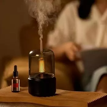 Новая ретро лампа имитация свечи лампа ароматерапевтическая машина увлажнитель для дома спальня общежитие офис увлажняющая арома машина 1pc чёрный