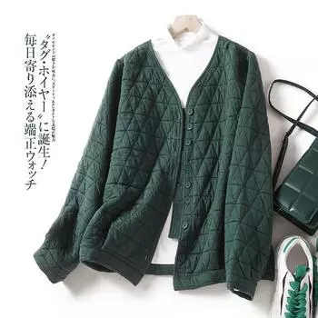 Новая ретро мода ромбовидная короткая куртка женская с длинными рукавами осенняя бейсбольная майка кардиган повседневный внешний вид M покинуть белый