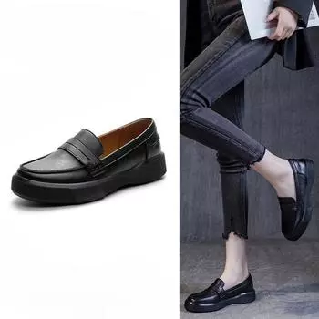 Новая ретро обувь для женщин на мягкой подошве, с круглым носком, с мелким вырезом, слипоны, низкий верх, большой размер 35