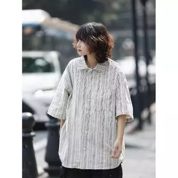 Новая ретро-рубашка для летней мужской одежды, свободный и нишевый дизайн для студентов, забавный мужской топ для верхней одежды M хаки