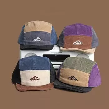 Новая ретро-шляпа с плоскими полями, подходящая по цвету, бейсболка, мужская и женская, солнцезащитная, вельветовая, уличная модная кепка оптом M56-58cm темно-коричневого