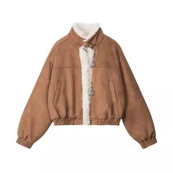 Новая ретро-стойка с воротником-стойкой, модная новая повседневная хлопковая куртка, женская свободная короткая, дизайн Sense L